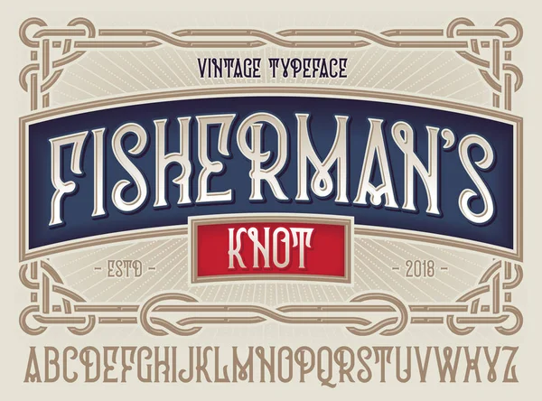 Vanha Tyyli Typeface Fisherman Knot Kaunis Koriste Vintage Runko Koristeellinen — vektorikuva