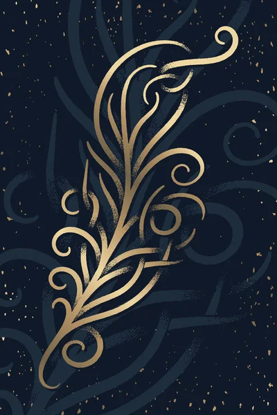 Креативний Елемент Орнаменту Малюнок Фентезі Золотий Блискучий Дизайн Темному Фоні — стоковий вектор