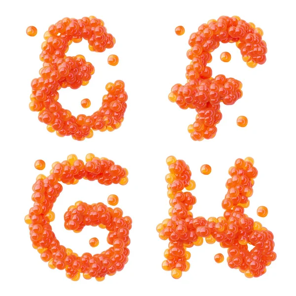 Rendering Font Set Made Tasty Red Caviar — 스톡 사진