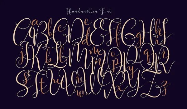 Vektor kalligrafiskt manus teckensnitt. Klassisk stil handskrivet typsnitt. — Stock vektor