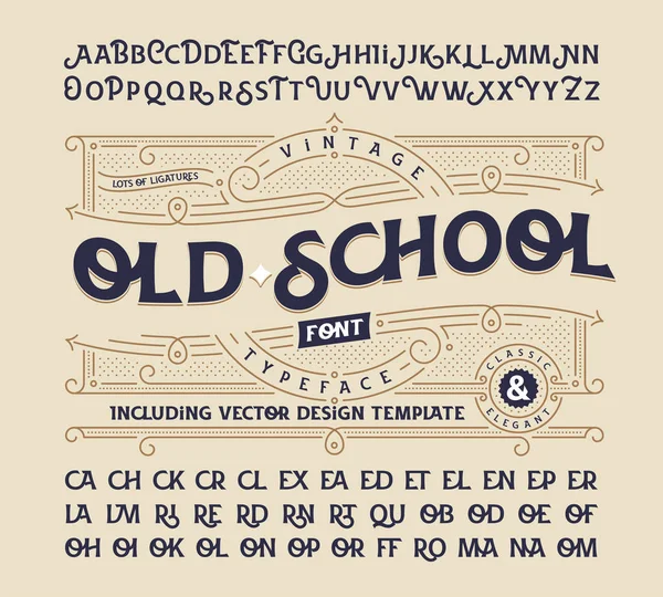 Old School Vector Font Beautiful Classic Design Ornate — Stock Vector