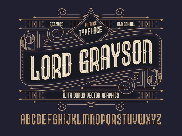 Old School Classic Style Font Named Lord Grayson Line Art — Wektor stockowy