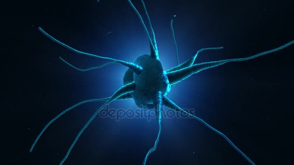 Izzó neuron cellájának absztrakt kék háttér. Agy egészségi és agyi betegség fogalma.