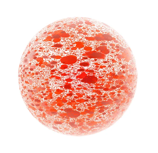 Red Particles Flowing Inside A Sphere Isolated On White Background
