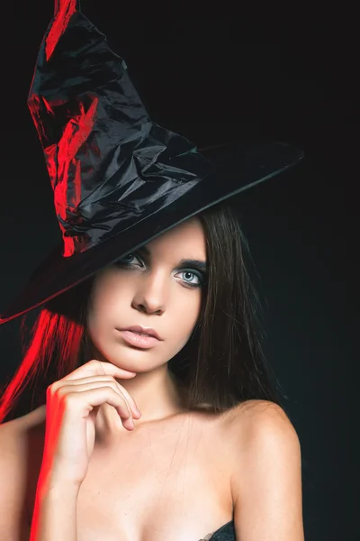 Beautiful woman like witch. Fashion. Halloween costumes — Stock Photo, Image
