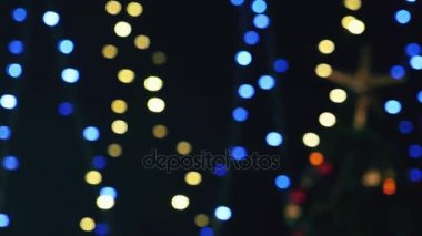 Noel ışık bokeh arka plan. Yeni yıl