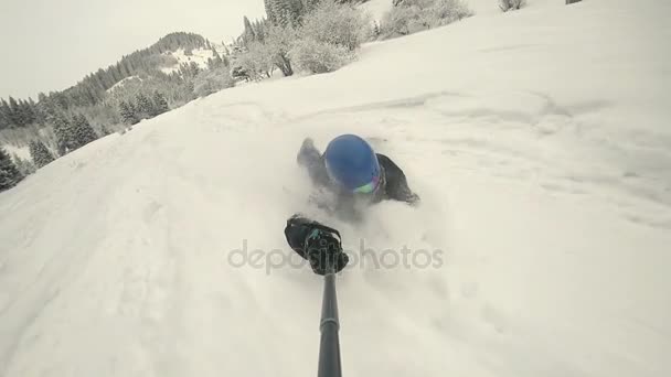 Mi az Powdersurfing. FullHD videó action fényképezőgép Gopro lassított — Stock videók