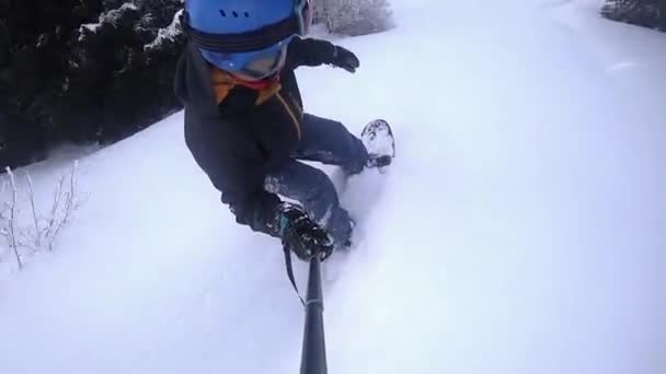 Co je Powdersurfing. FullHD zpomalené video akční kamery Gopro — Stock video