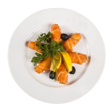 somon bir plaka, üstten görünüm üzerinde rulo