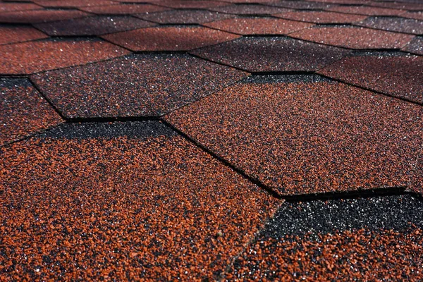 Asphalt Bitumen Shingles Photo Vista Cerca Sobre Asfalto Techo Culebrilla —  Fotos de Stock
