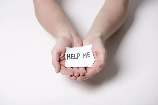 Hands with help message — Stock Photo, Image