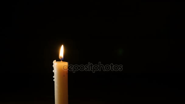 Candle Goes Out On The Black Background With Smoke — 图库视频影像