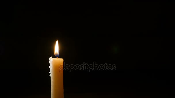 Candle Goes Out On The Black Background With Smoke — 图库视频影像