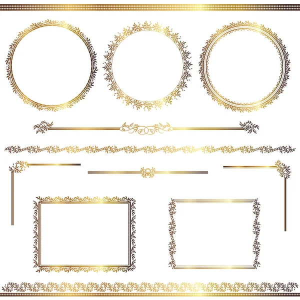 Set Golden Abstract Frames — Stock Vector