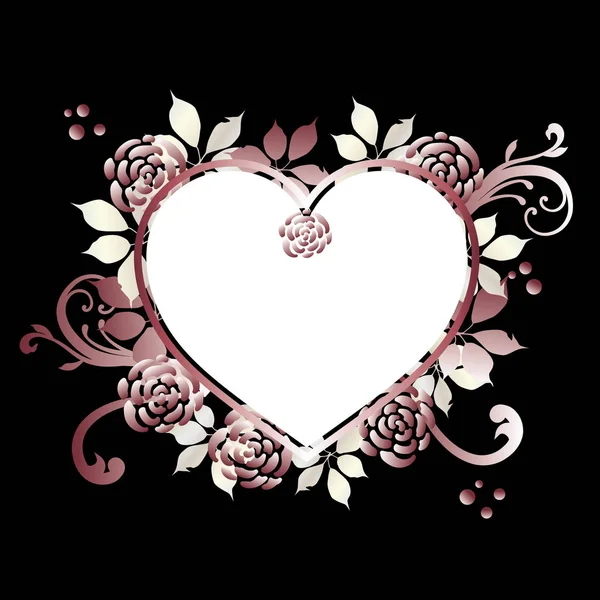 Heart Frame Roses Background — Stock Vector