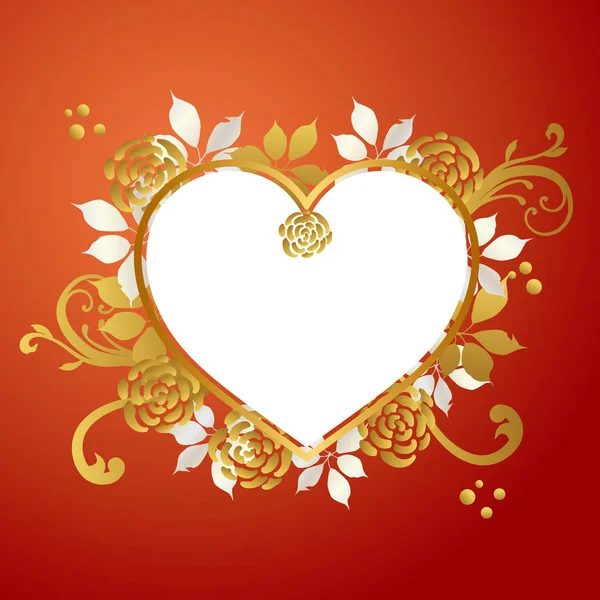 Marco Del Corazón Con Fondo Rosas — Vector de stock