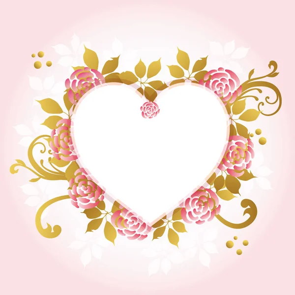 Heart Frame Roses Background — Stock Vector