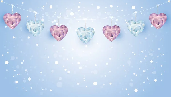 Hintergrund Mit Herz Ornamenten Und Glitzern — Stockvektor
