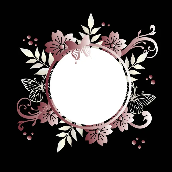 粉红蝴蝶和樱花的背景 — 图库矢量图片