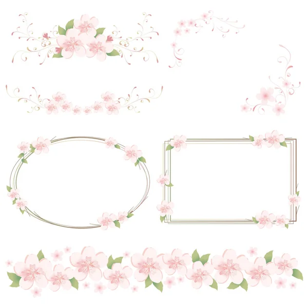Set Cherry Blossoms Illustration — 图库矢量图片
