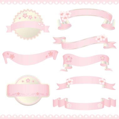 Bahar kurdelesi kiraz çiçekleri seti