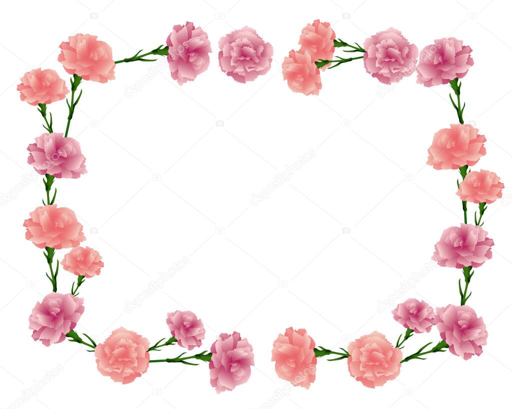 rectangular frame of carnations illustration