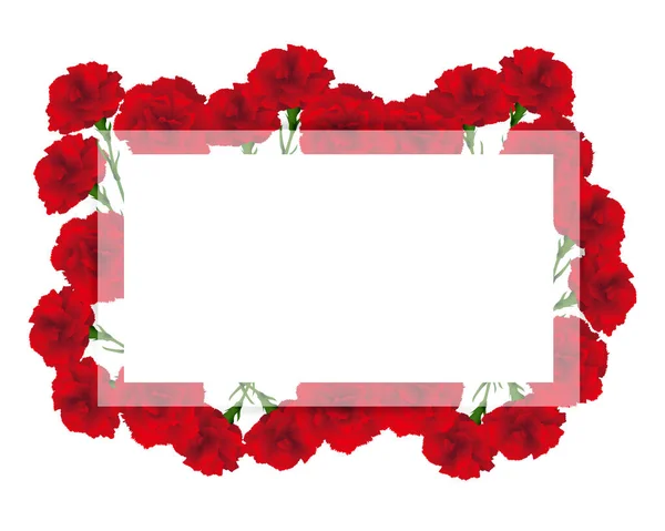 Rectangular Frame Carnations Illustration — Stock Vector
