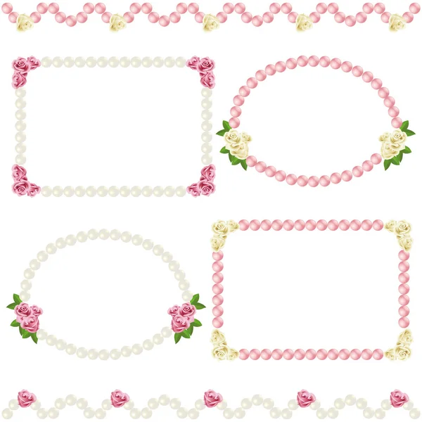 Frame Set Rose Pearl — Stock Vector