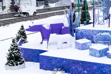Moskova, Rusya, Noel ve yeni yıl Moskova'da, Park VDKNh, buz pateni yüklü 