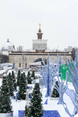 Moskova, Rusya, Noel ve yeni yıl Moskova'da, Park VDKNh, buz pateni yüklü 