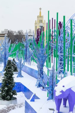 Moskova, Rusya, Noel ve yeni yıl Moskova'da, Park VDKNh, buz pateni yüklü 