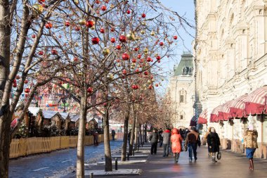 Moskova, Rusya. Noel ve yeni yıl Moskova, Rusya. Kızıl Meydan. 