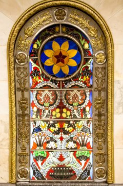 Rusya Moskova. Vitray, 'Novoslobodskaya' Metro stat
