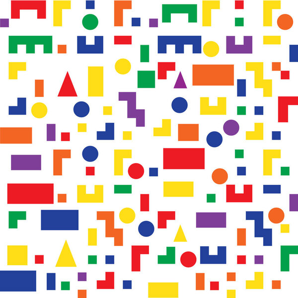 Seamless colorful background with simple geometric shapes