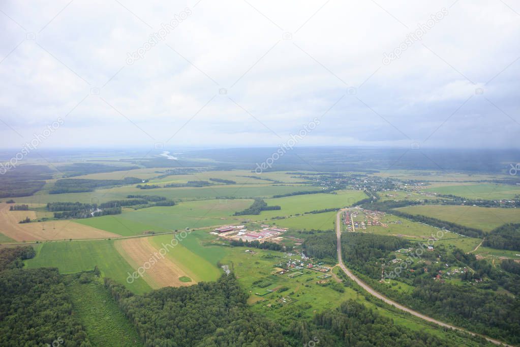 Aerial view over the rural landscape in Russ
