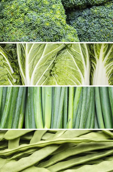 緑の野菜の食品のコラージュ — ストック写真