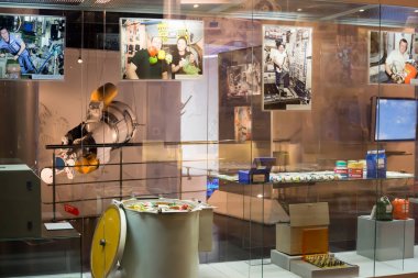 Rusya, Moskova, 30.11.2017: Uzay Müzesi sergi. 