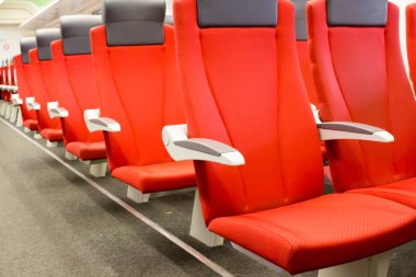 Rusya, Moskova, tren araba (Koç) iç. Sheremetyevo Havaalanı'na Belorussky Tren İstasyonu'ndan Aeroexpress.