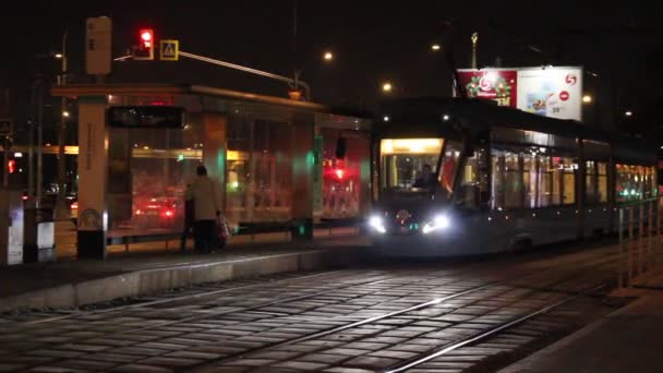 Росія Москва Січня 2020 Року Трамвай Популярна Зручна Форма Громадського — стокове відео