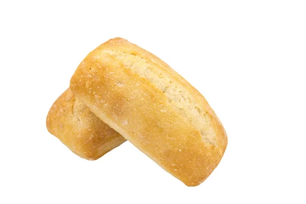 Twee Broodjes Gemaakt Van Tarwebloem Brood Geïsoleerd Een Witte Achtergrond — Stockfoto