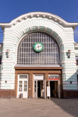 Moskova, Rusya - Mart 09. 2020: Belorussky Tren İstasyonu 