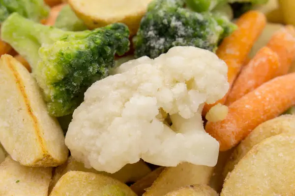 Fryst Grönsaksblandning För Konservering Och Snabbmat Vegetarisk Mat — Stockfoto