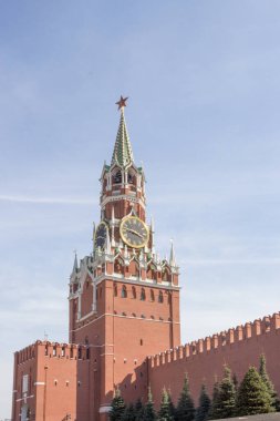 Rusya, Moskova, 15 Mayıs 2017: Kremlin. Spasskaya Kulesi.