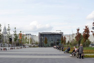 Rusya, Moskova - 07 Ağustos 2019: Khodynka alanı, Park ve yerleşim alanı