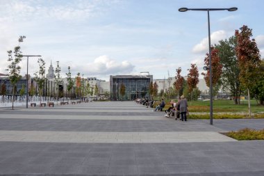 Rusya, Moskova - 07 Ağustos 2019: Khodynka alanı, Park ve yerleşim alanı