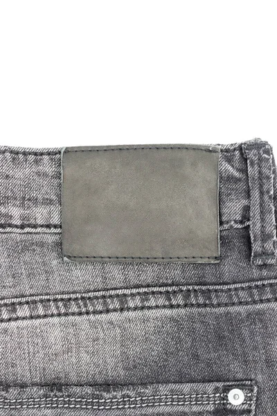 Blank Läder Jeans Etikett Sydd Svart Jeans — Stockfoto