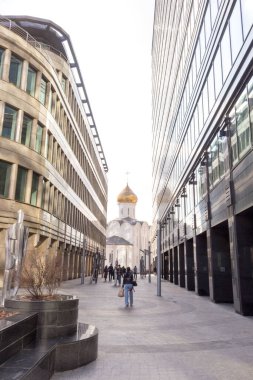 Moskova, Rusya - Mart 09. 2020: - 09 Mart. 2020: Beyaz kare iş bölgesi