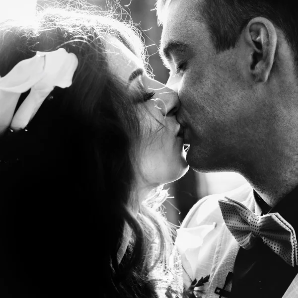 Paar küsst sich in der Sonne — Stockfoto
