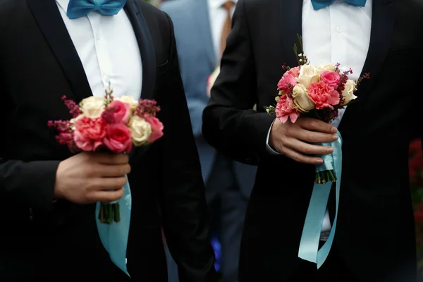 Beautiful luxury bouquet in hands — Stock Photo, Image