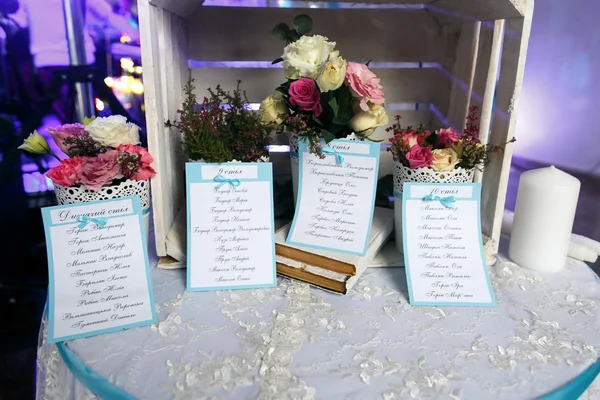 結婚式のテーブルのゲストのリスト — ストック写真
